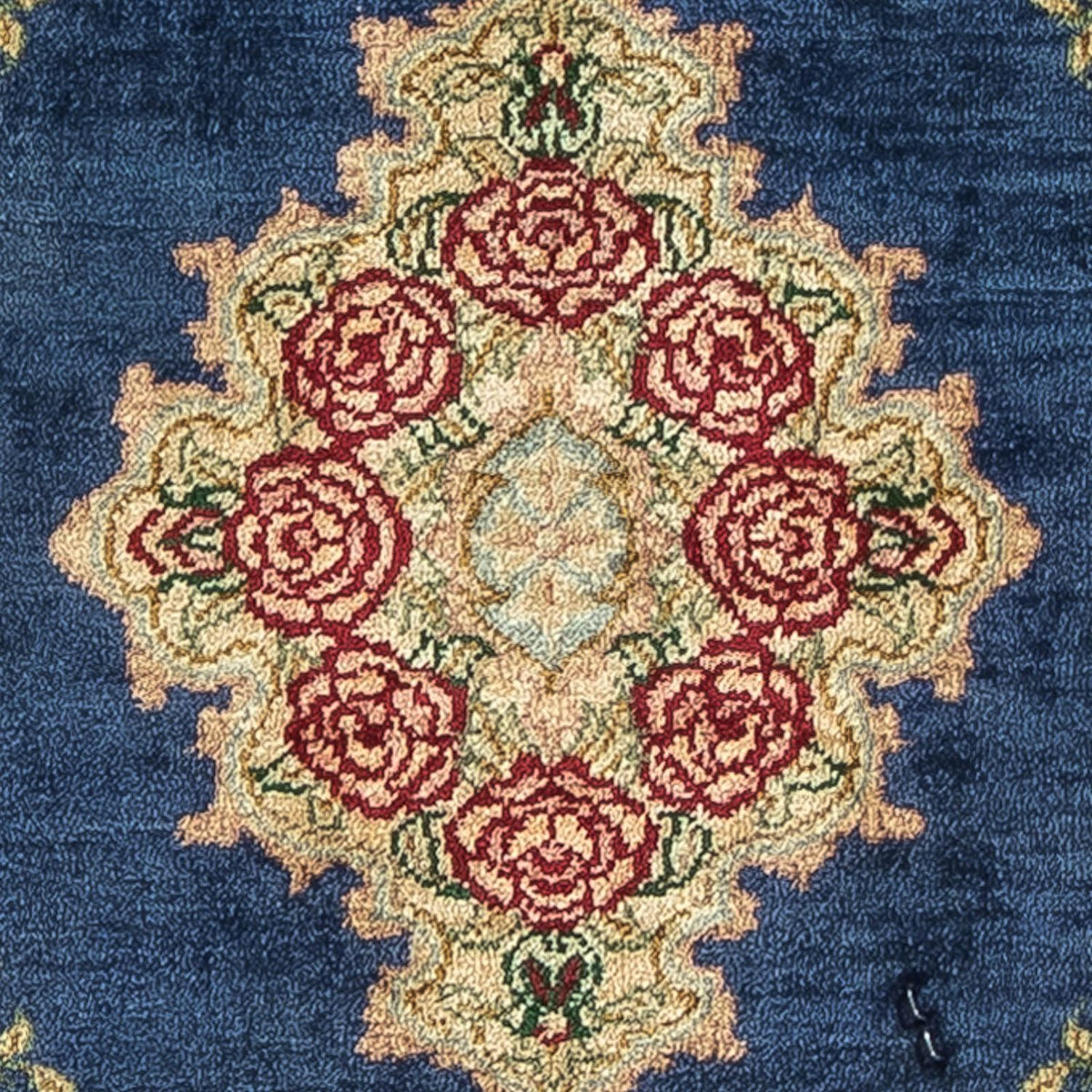 Jedwabny dywan - Ghom Silk - Premium - 39 x 28 cm - ciemnoniebieski