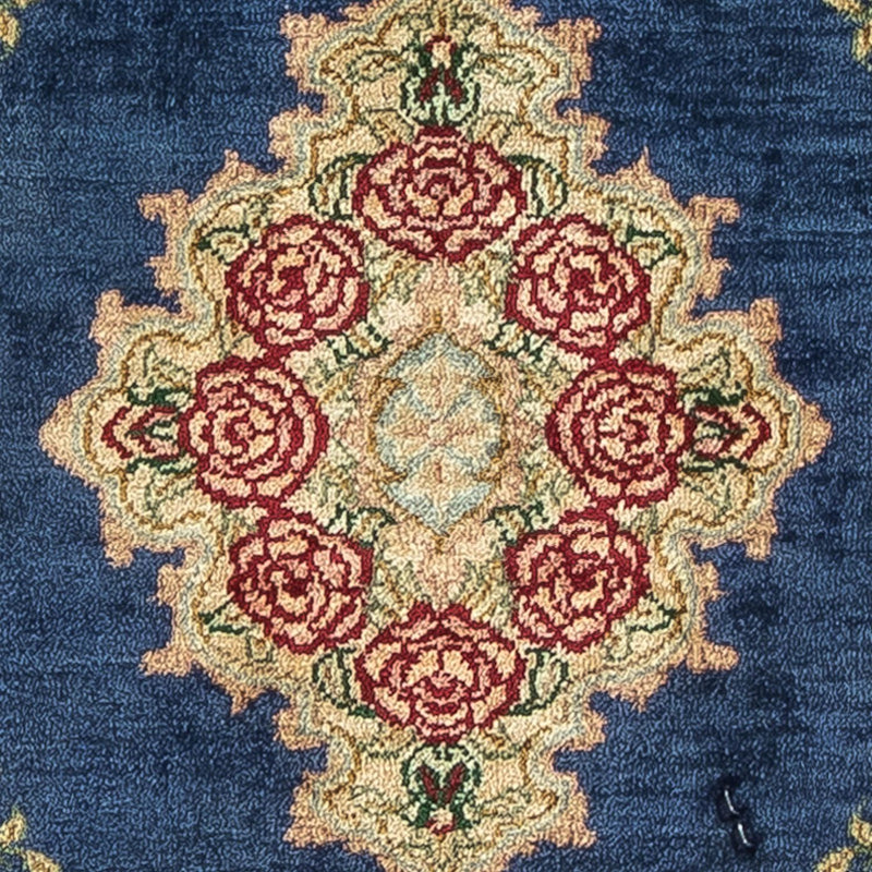 Jedwabny dywan - Ghom Silk - Premium - 39 x 28 cm - ciemnoniebieski