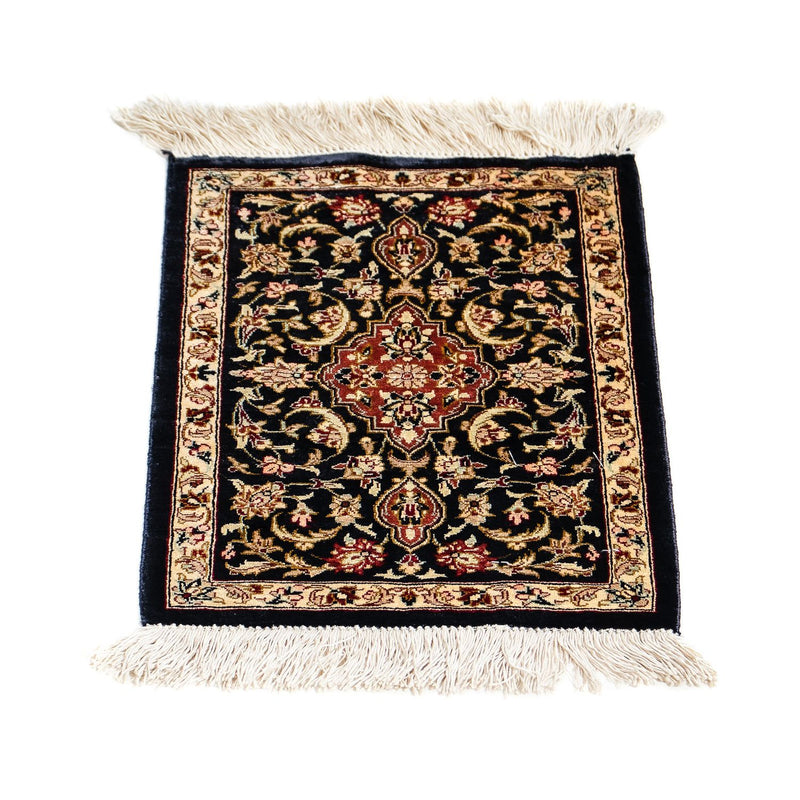 Jedwabny dywan - Ghom Silk - Premium - 41 x 28 cm - ciemnoniebieski