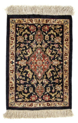 Jedwabny dywan - Ghom Silk - Premium - 41 x 28 cm - ciemnoniebieski