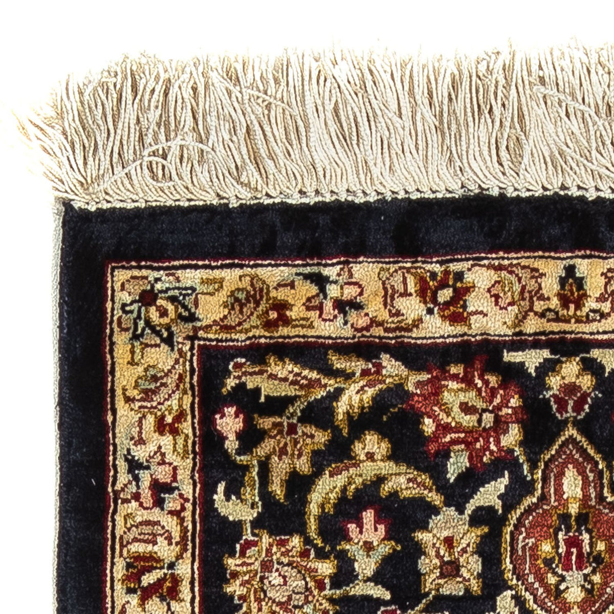 Jedwabny dywan - Ghom Silk - Premium - 41 x 28 cm - ciemnoniebieski