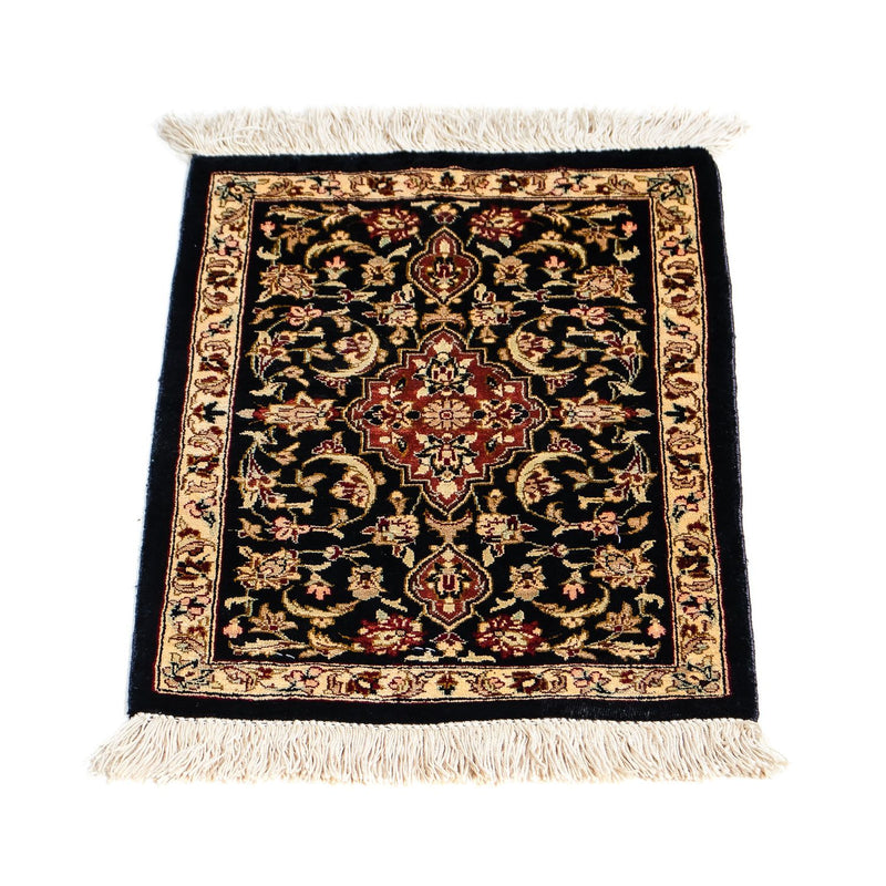Jedwabny dywan - Ghom Silk - Premium - 41 x 28 cm - ciemnoniebieski