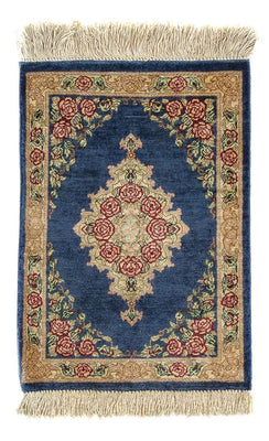 Jedwabny dywan - Ghom Silk - Premium - 40 x 28 cm - ciemnoniebieski