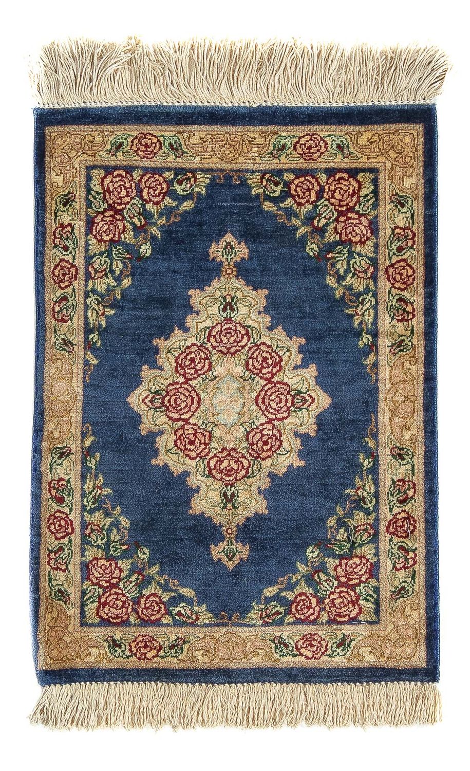 Jedwabny dywan - Ghom Silk - Premium - 40 x 28 cm - ciemnoniebieski