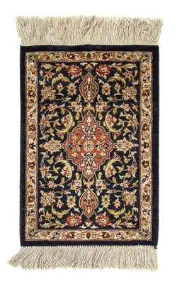 Jedwabny dywan - Ghom Silk - Premium - 41 x 28 cm - ciemnoniebieski