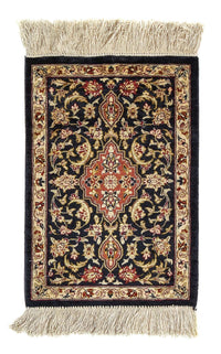 Jedwabny dywan - Ghom Silk - Premium - 41 x 28 cm - ciemnoniebieski