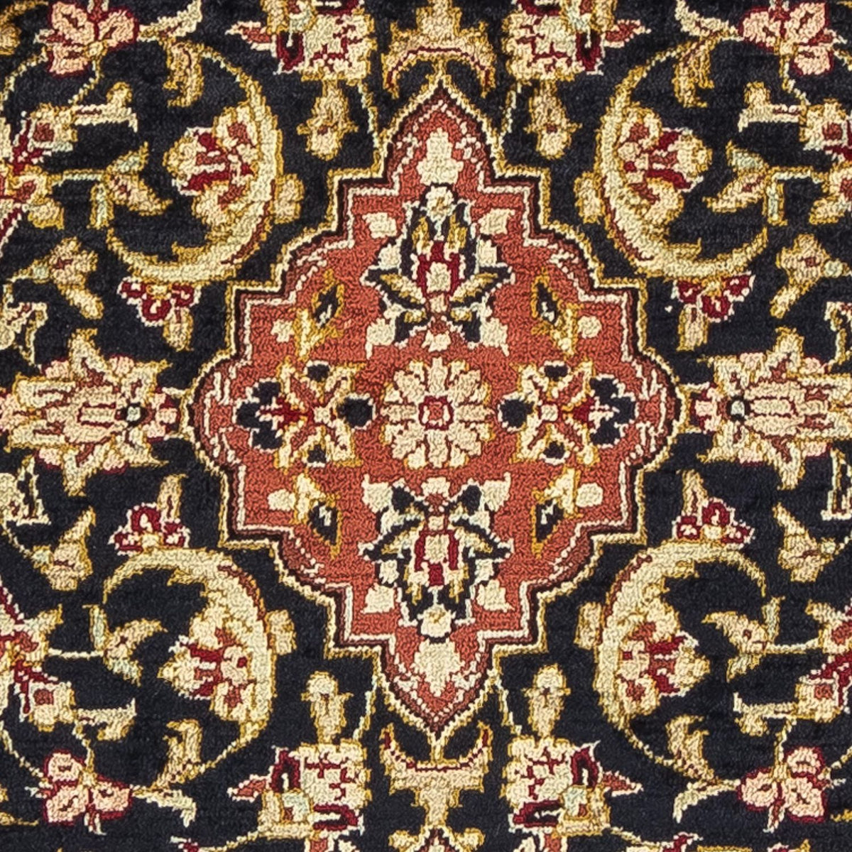 Jedwabny dywan - Ghom Silk - Premium - 41 x 28 cm - ciemnoniebieski