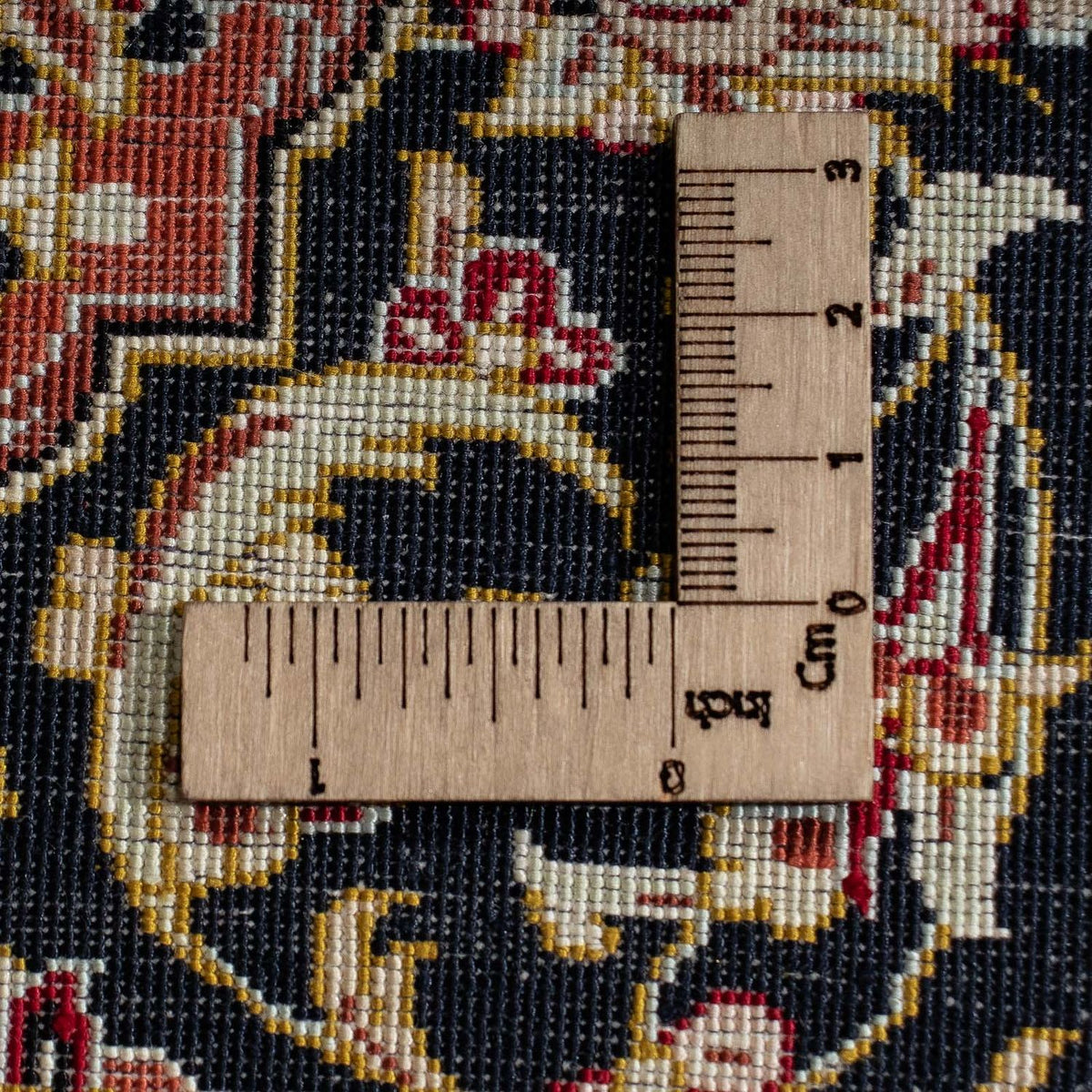 Jedwabny dywan - Ghom Silk - Premium - 41 x 28 cm - ciemnoniebieski