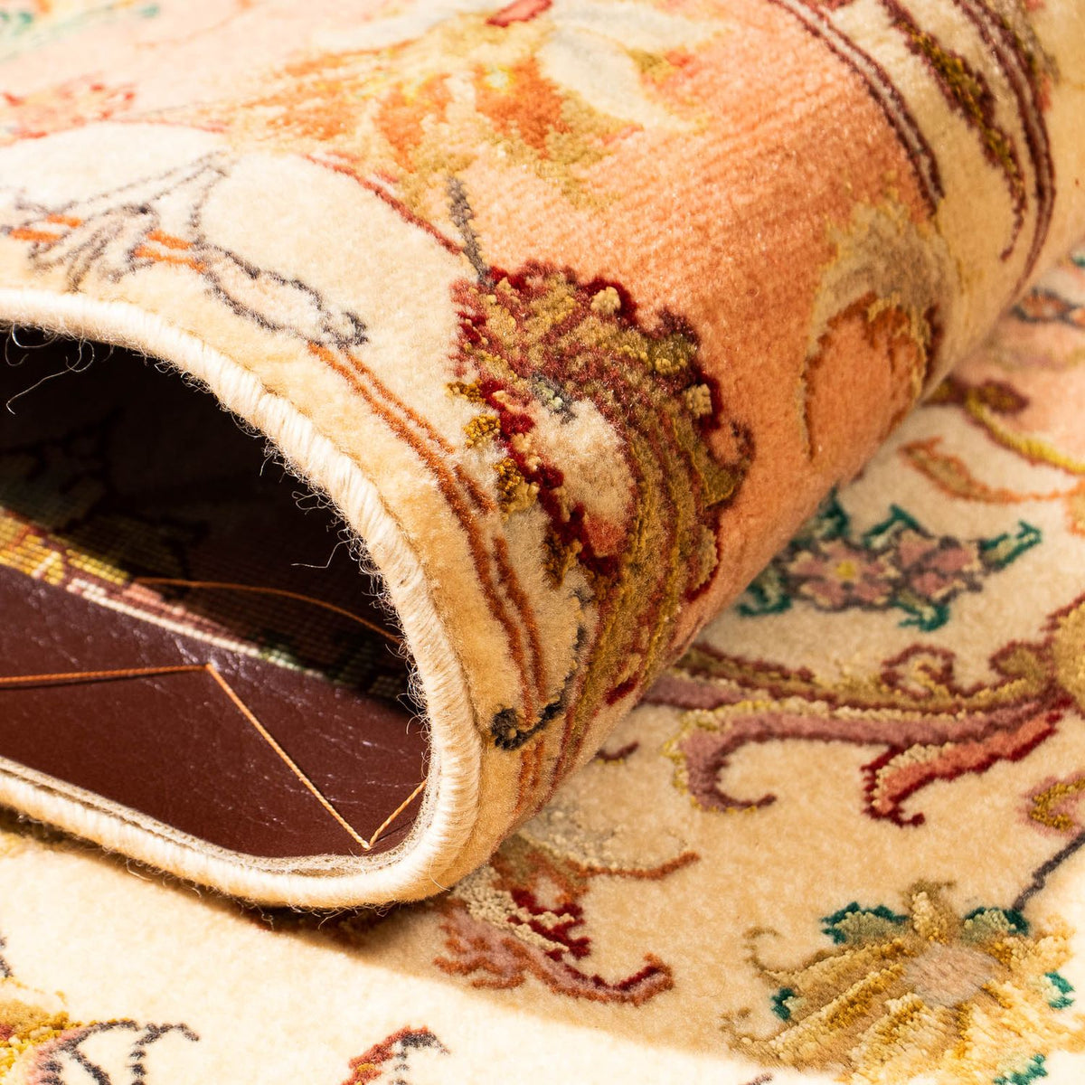 Biegacz Dywan perski - Tabriz - Królewski - 314 x 87 cm - jasnobrązowy