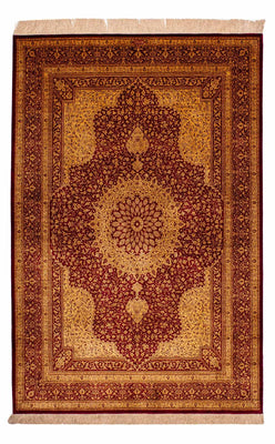Jedwabny dywan - Ghom Silk - Premium - 188 x 130 cm - beżowy