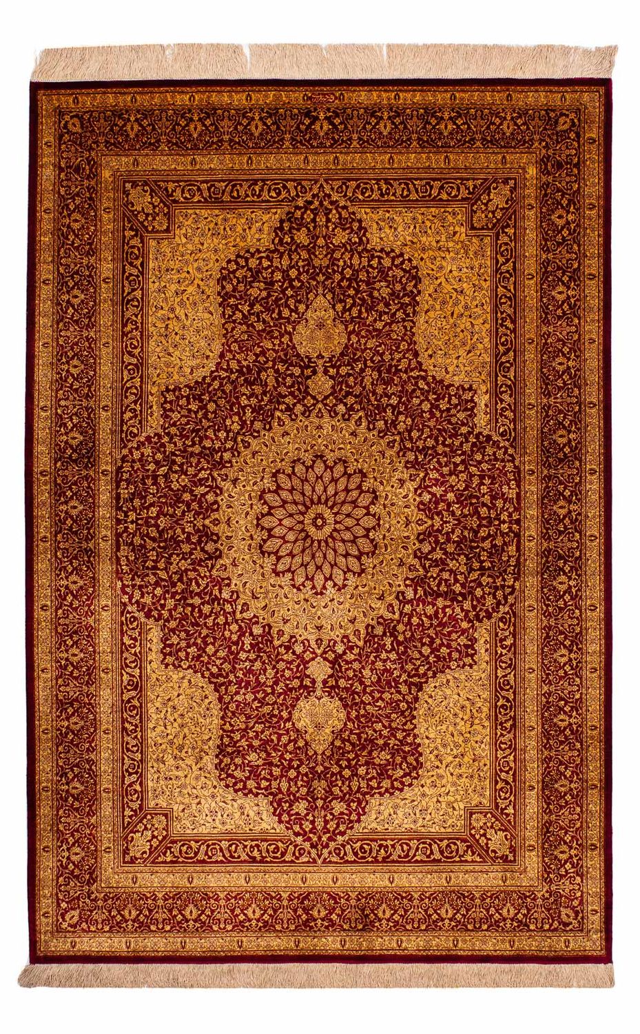 Jedwabny dywan - Ghom Silk - Premium - 188 x 130 cm - beżowy