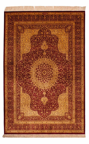 Jedwabny dywan - Ghom Silk - Premium - 188 x 130 cm - beżowy