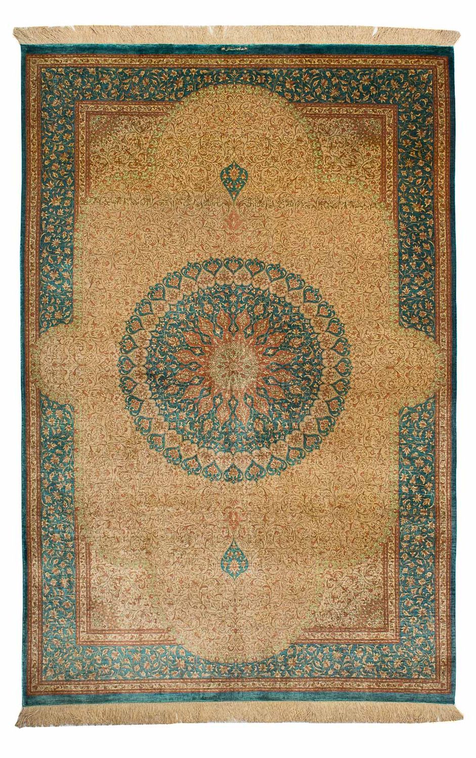 Jedwabny dywan - Ghom Silk - Premium - 188 x 130 cm - beżowy