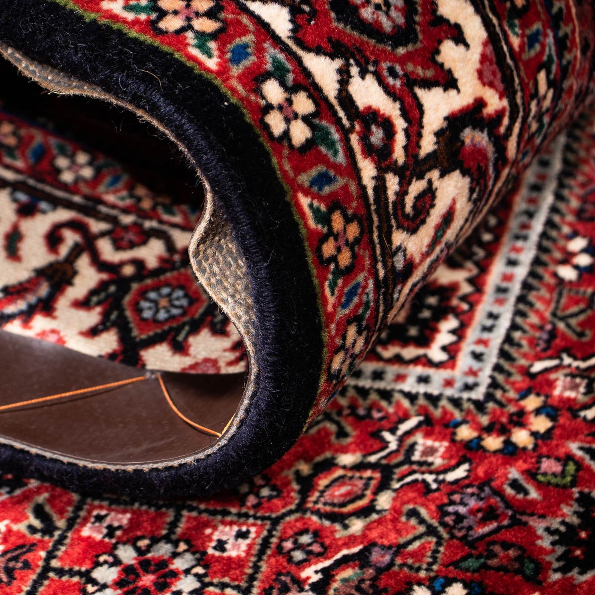 Biegacz Dywan perski - Bijar - 202 x 76 cm - ciemna czerwień