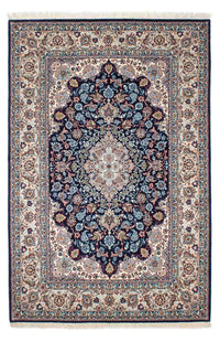 Dywan perski - Isfahan - Premium - 226 x 149 cm - ciemnoniebieski