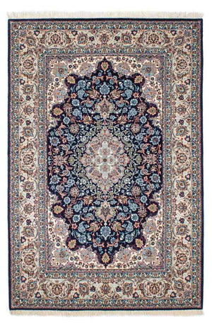 Dywan perski - Isfahan - Premium - 226 x 149 cm - ciemnoniebieski