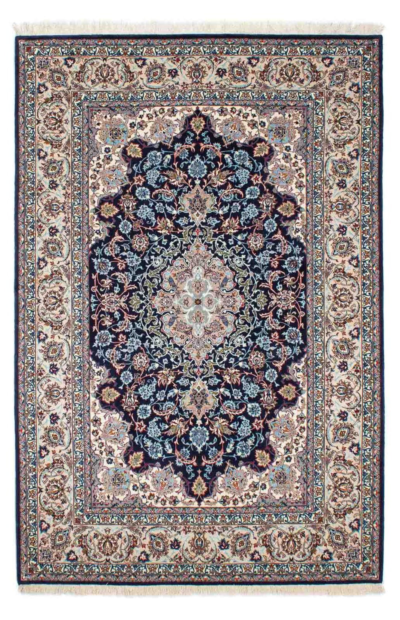 Dywan perski - Isfahan - Premium - 226 x 149 cm - ciemnoniebieski