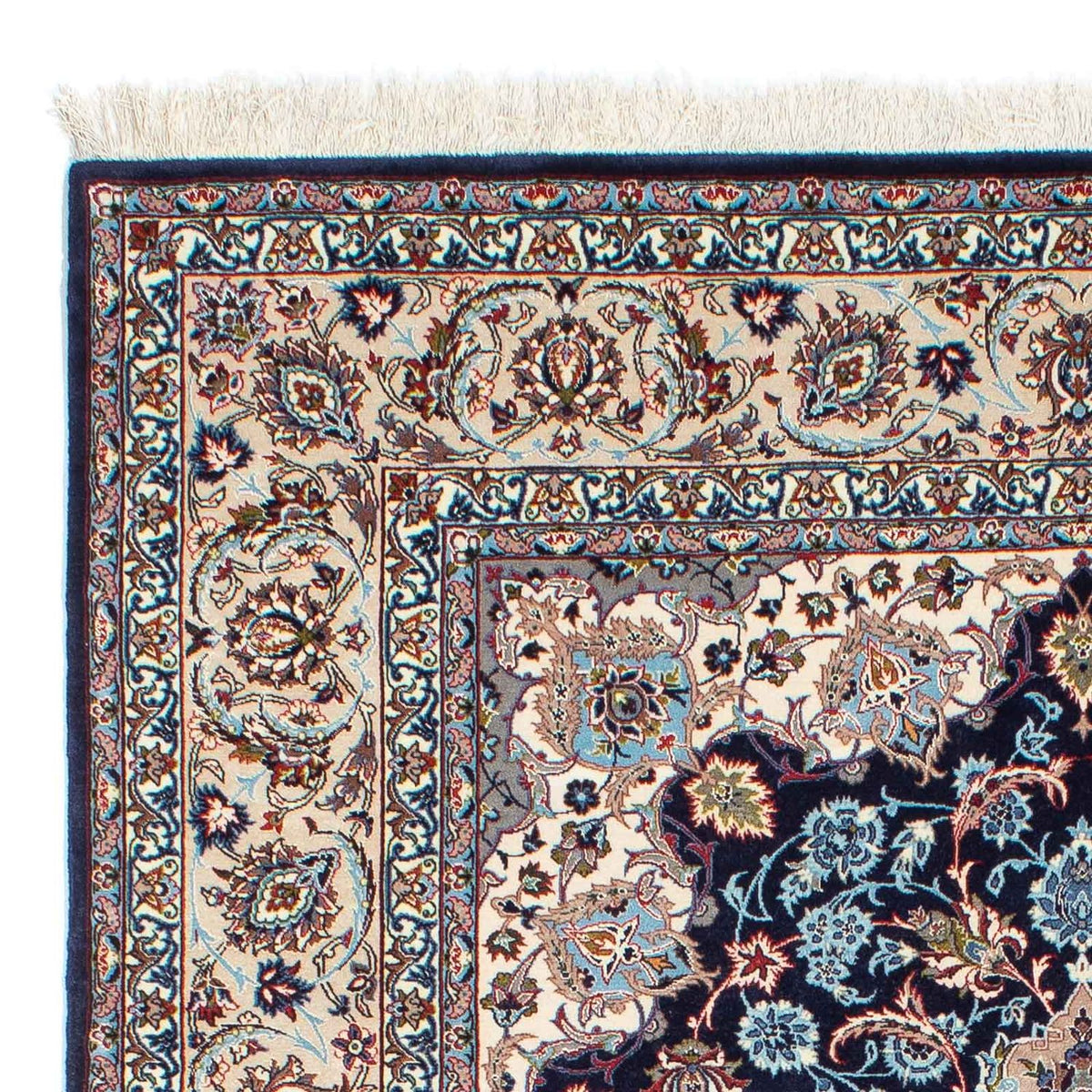 Dywan perski - Isfahan - Premium - 226 x 149 cm - ciemnoniebieski