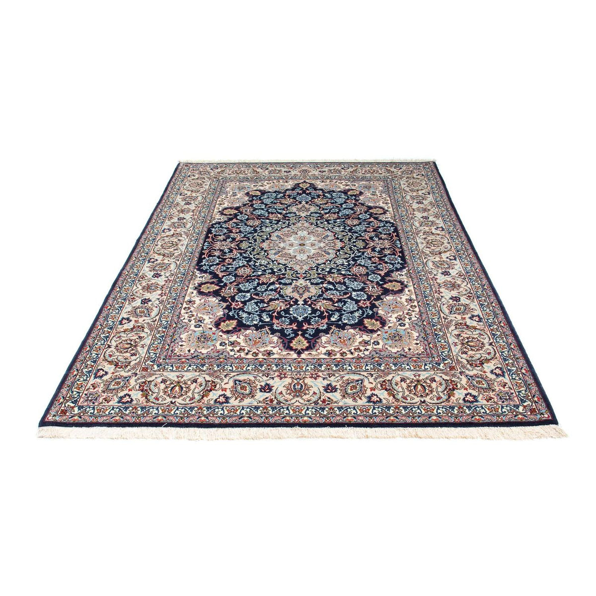 Dywan perski - Isfahan - Premium - 226 x 149 cm - ciemnoniebieski