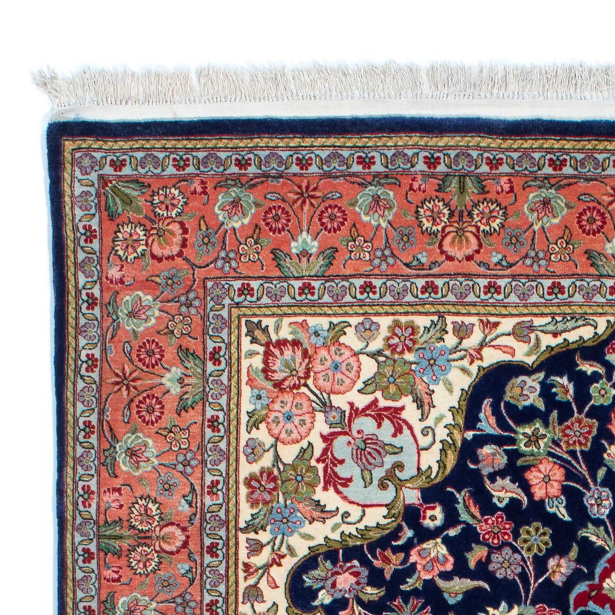 Dywan perski - Ghom - 215 x 139 cm - ciemnoniebieski