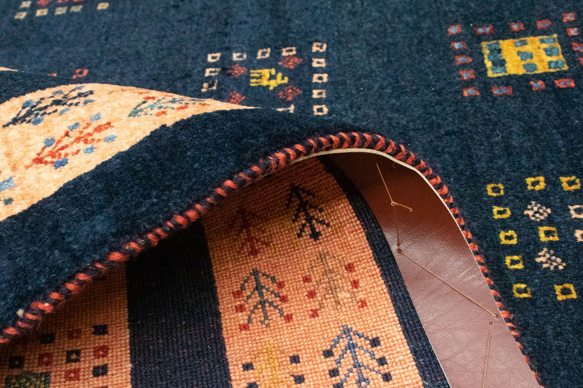 Dywan Gabbeh - Loribaft Perski - 202 x 134 cm - ciemnoniebieski