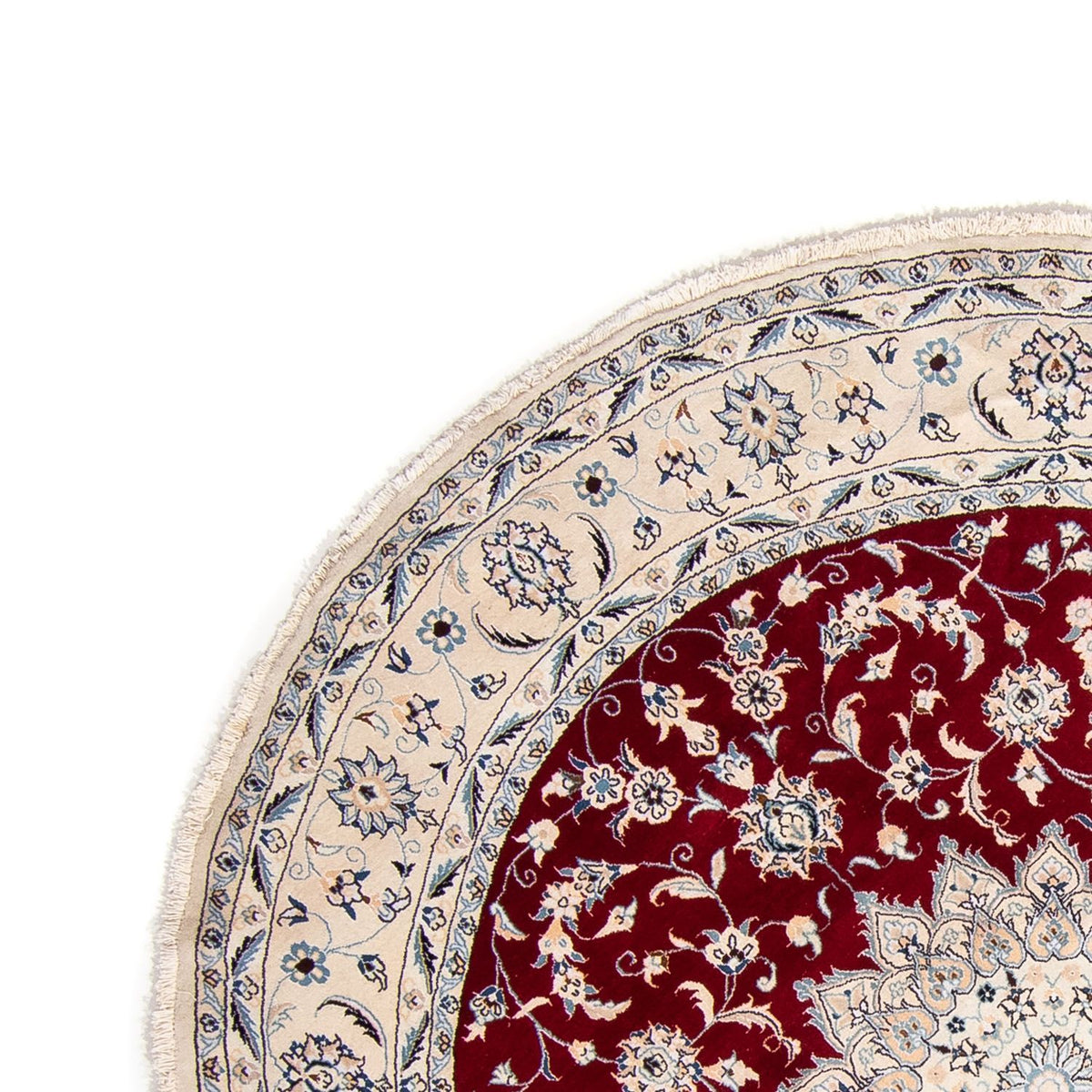 Dywan perski - Nain okrągły  - 253 x 253 cm - ciemna czerwień