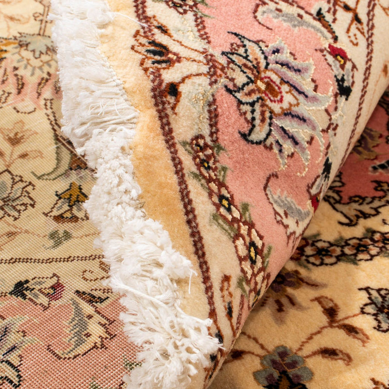 Dywan perski - Tabriz - Królewski okrągły  - 150 x 150 cm - jasnobrązowy