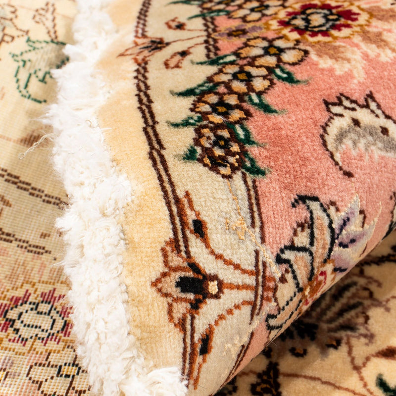 Dywan perski - Tabriz - Królewski okrągły  - 150 x 150 cm - beżowy