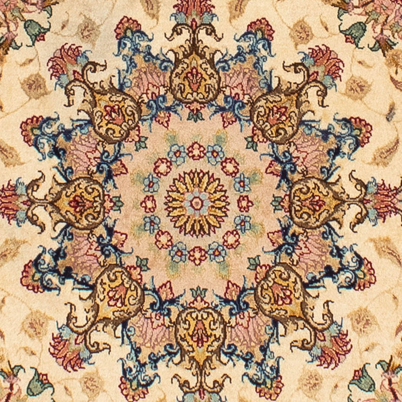 Dywan perski - Tabriz - Królewski okrągły  - 150 x 150 cm - jasnobrązowy