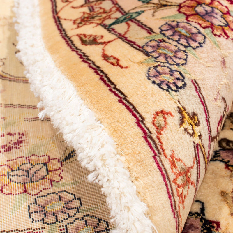 Dywan perski - Tabriz - Królewski okrągły  - 150 x 150 cm - jasnobrązowy