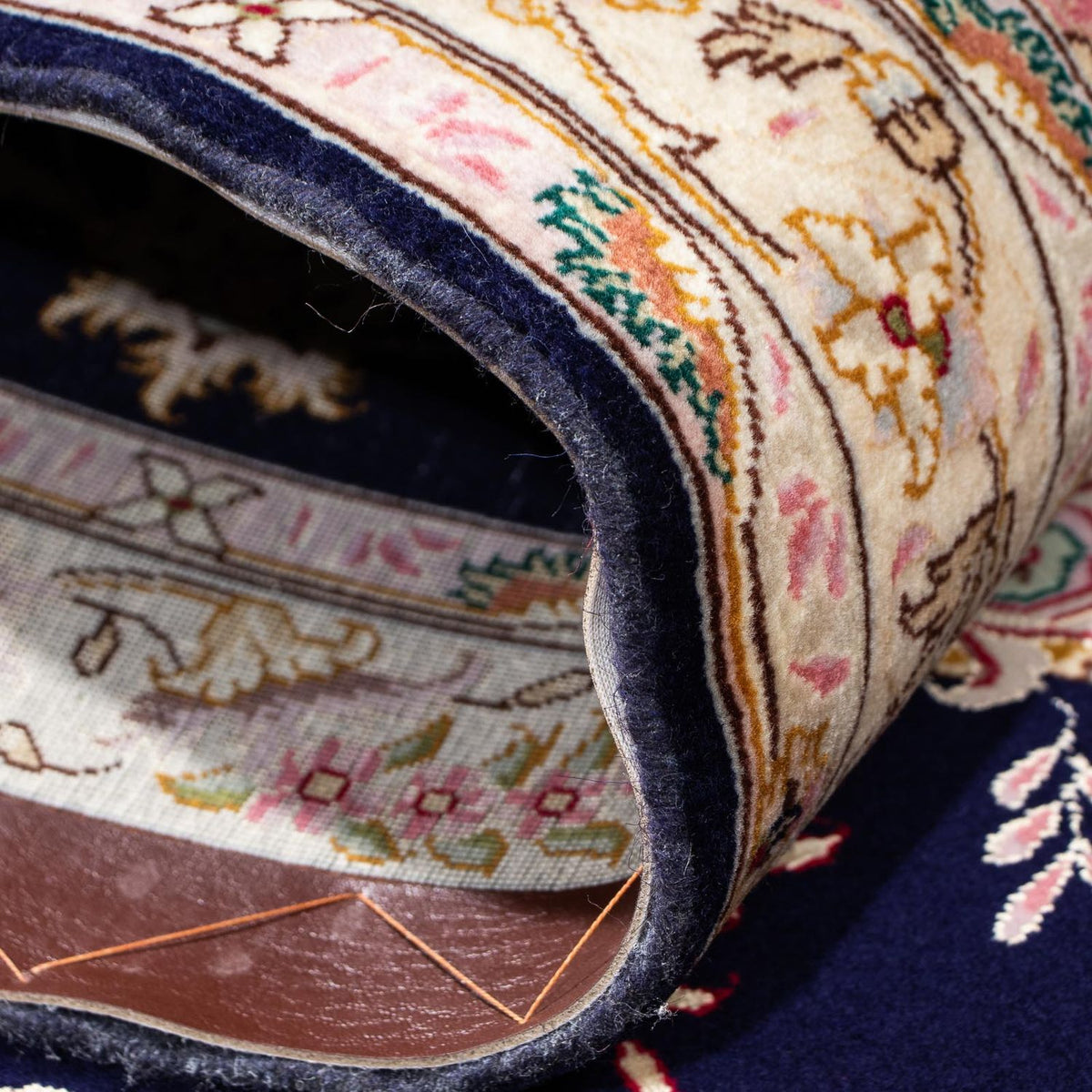 Biegacz Dywan perski - Tabriz - Królewski - 198 x 82 cm - ciemnoniebieski