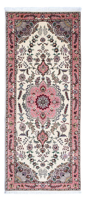 Biegacz Dywan perski - Tabriz - Królewski - 202 x 82 cm - beżowy