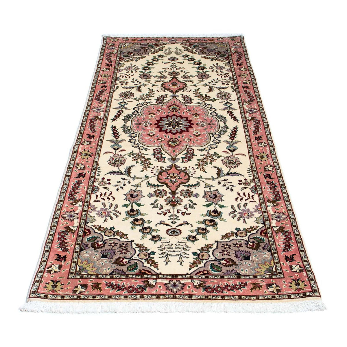 Biegacz Dywan perski - Tabriz - Królewski - 202 x 82 cm - beżowy