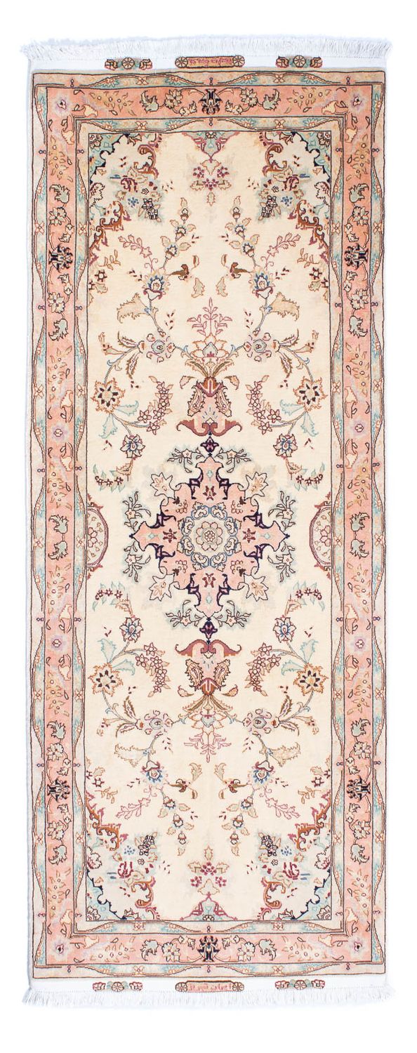 Biegacz Dywan perski - Tabriz - Królewski - 212 x 81 cm - beżowy