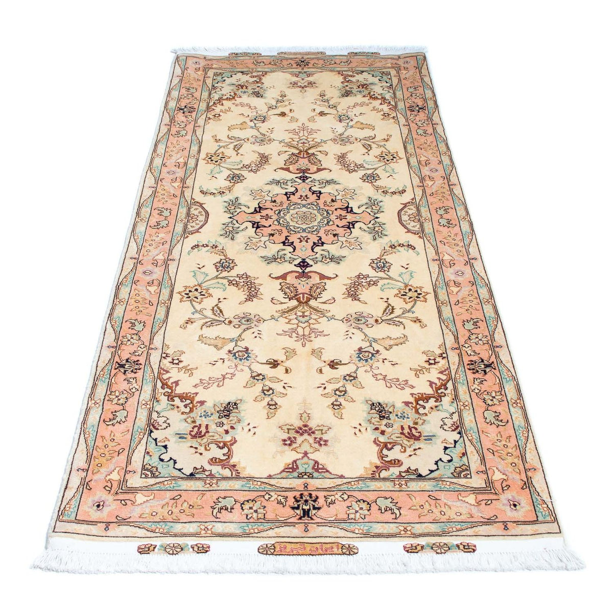 Biegacz Dywan perski - Tabriz - Królewski - 212 x 81 cm - beżowy