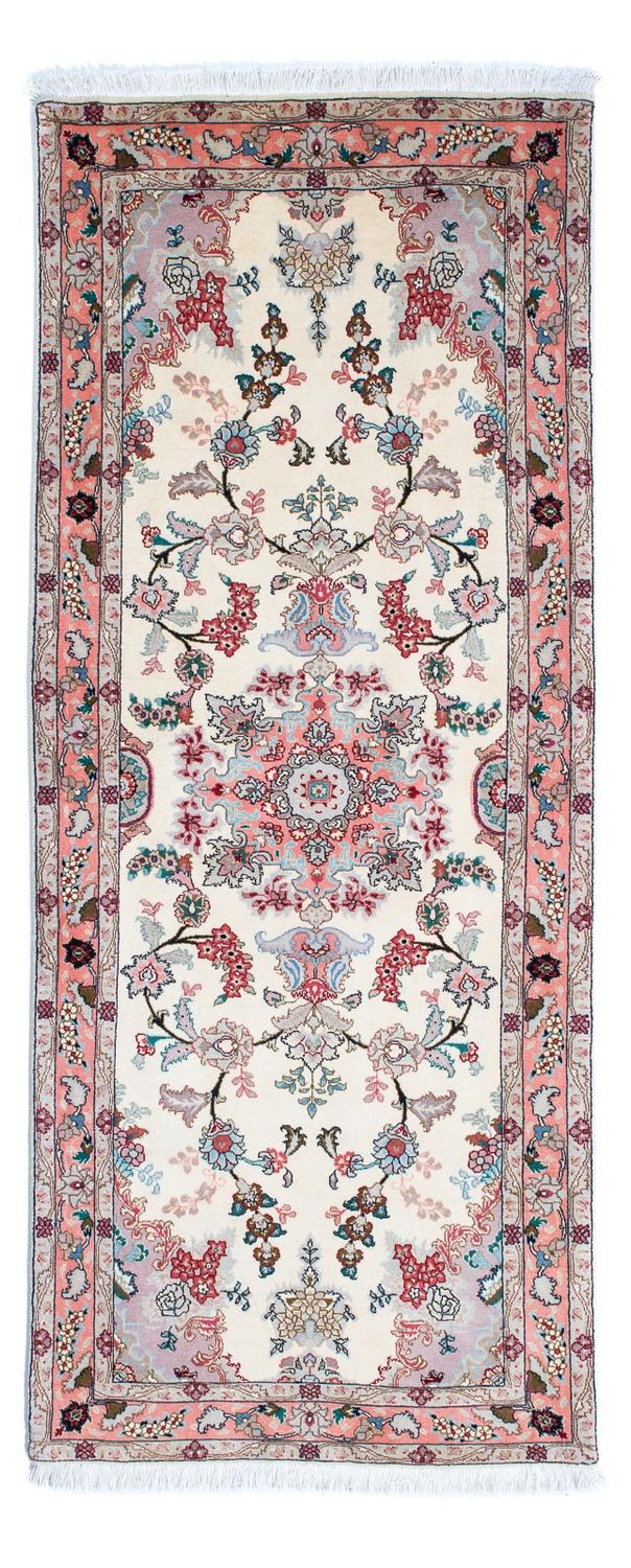 Biegacz Dywan perski - Tabriz - Królewski - 205 x 82 cm - beżowy
