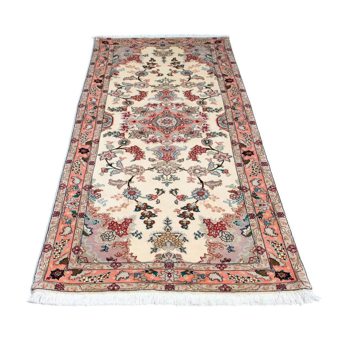 Biegacz Dywan perski - Tabriz - Królewski - 205 x 82 cm - beżowy