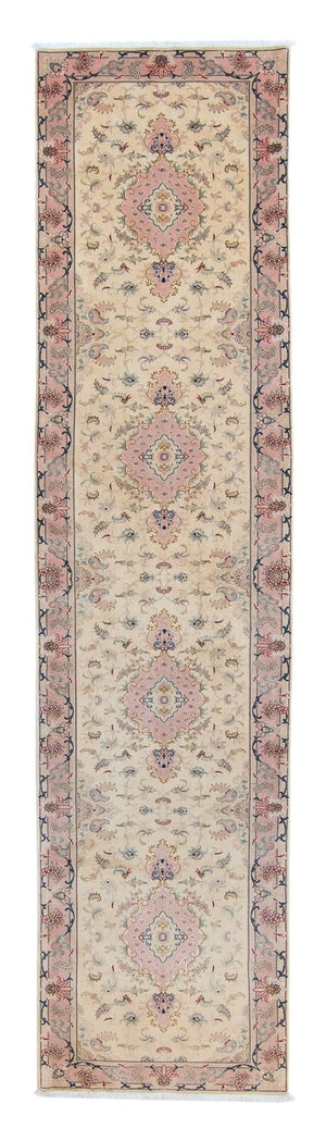 Biegacz Dywan perski - Tabriz - Królewski - 397 x 87 cm - beżowy