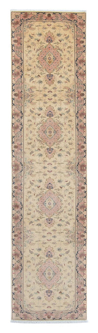 Biegacz Dywan perski - Tabriz - Królewski - 397 x 86 cm - beżowy