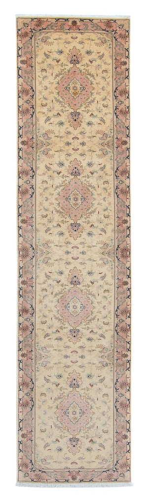 Biegacz Dywan perski - Tabriz - Królewski - 397 x 86 cm - beżowy