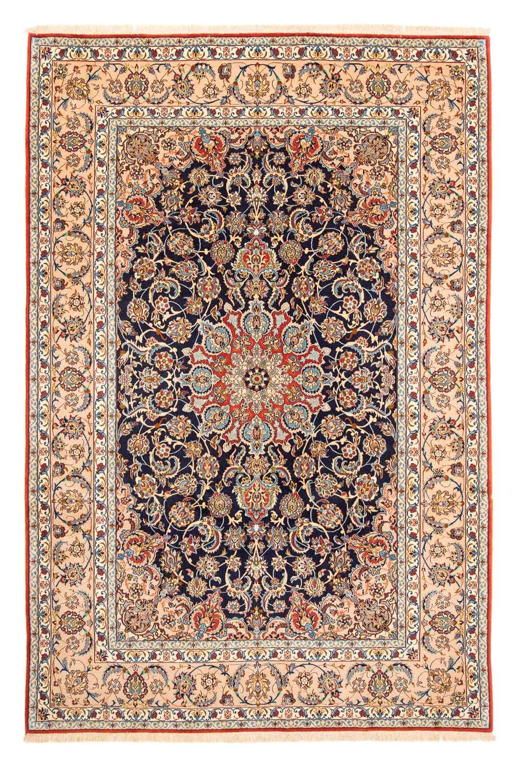 Dywan perski - Isfahan - Premium - 300 x 200 cm - ciemnoniebieski