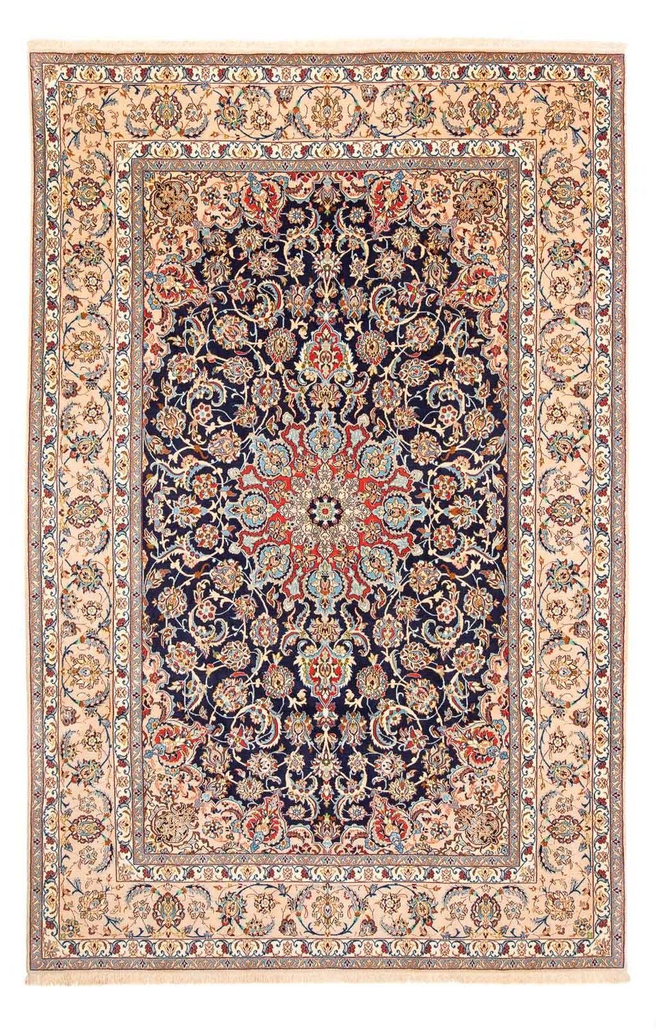 Dywan perski - Isfahan - Premium - 308 x 200 cm - ciemnoniebieski