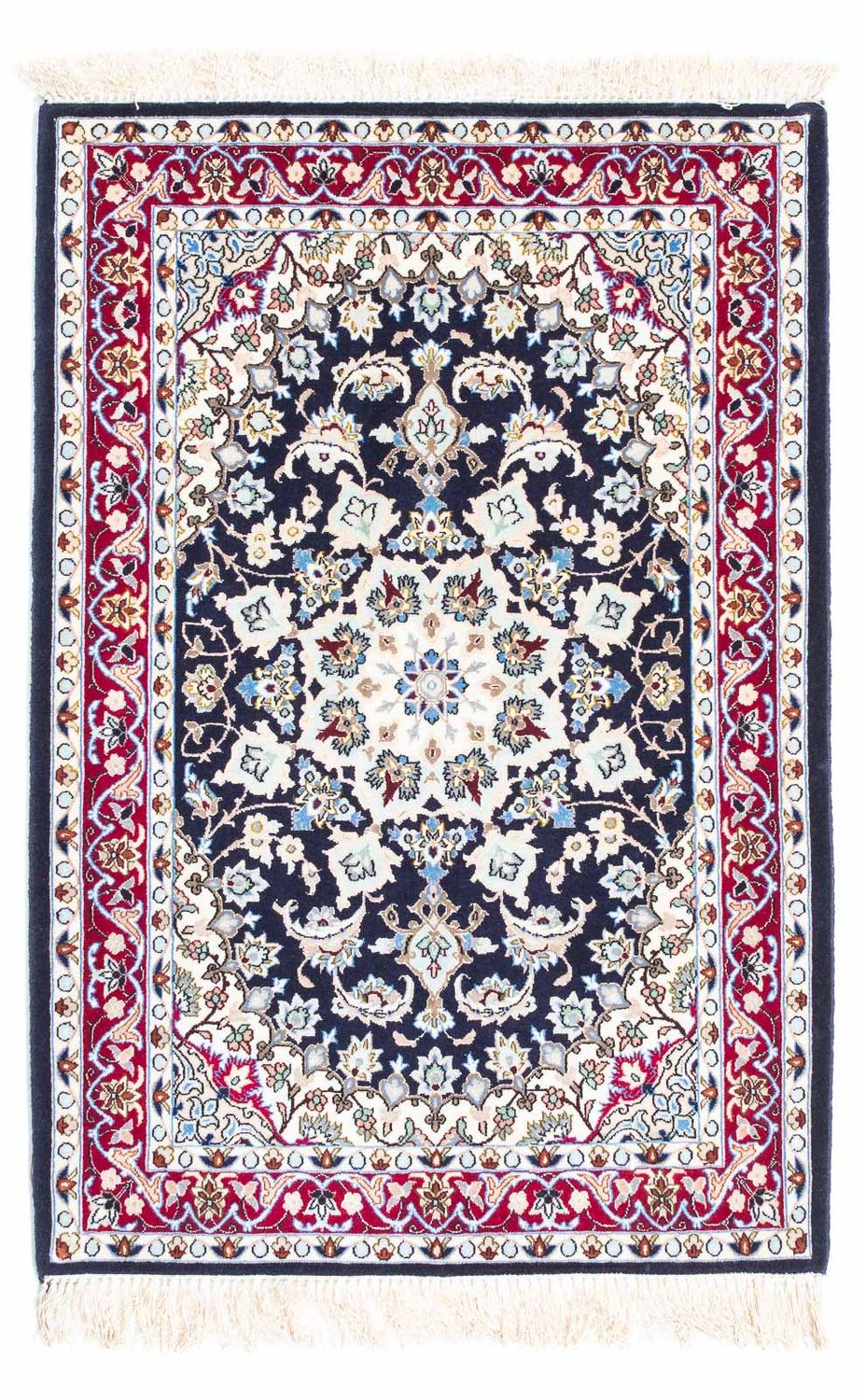 Dywan perski - Isfahan - Premium - 104 x 72 cm - ciemnoniebieski