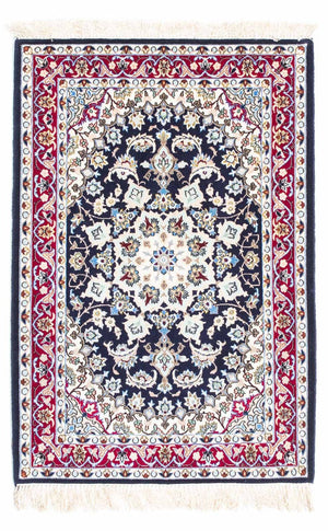 Dywan perski - Isfahan - Premium - 104 x 72 cm - ciemnoniebieski
