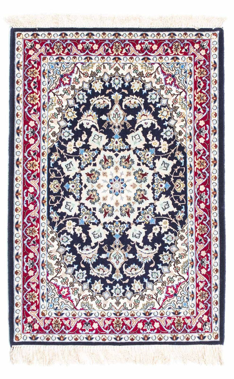 Dywan perski - Isfahan - Premium - 104 x 72 cm - ciemnoniebieski