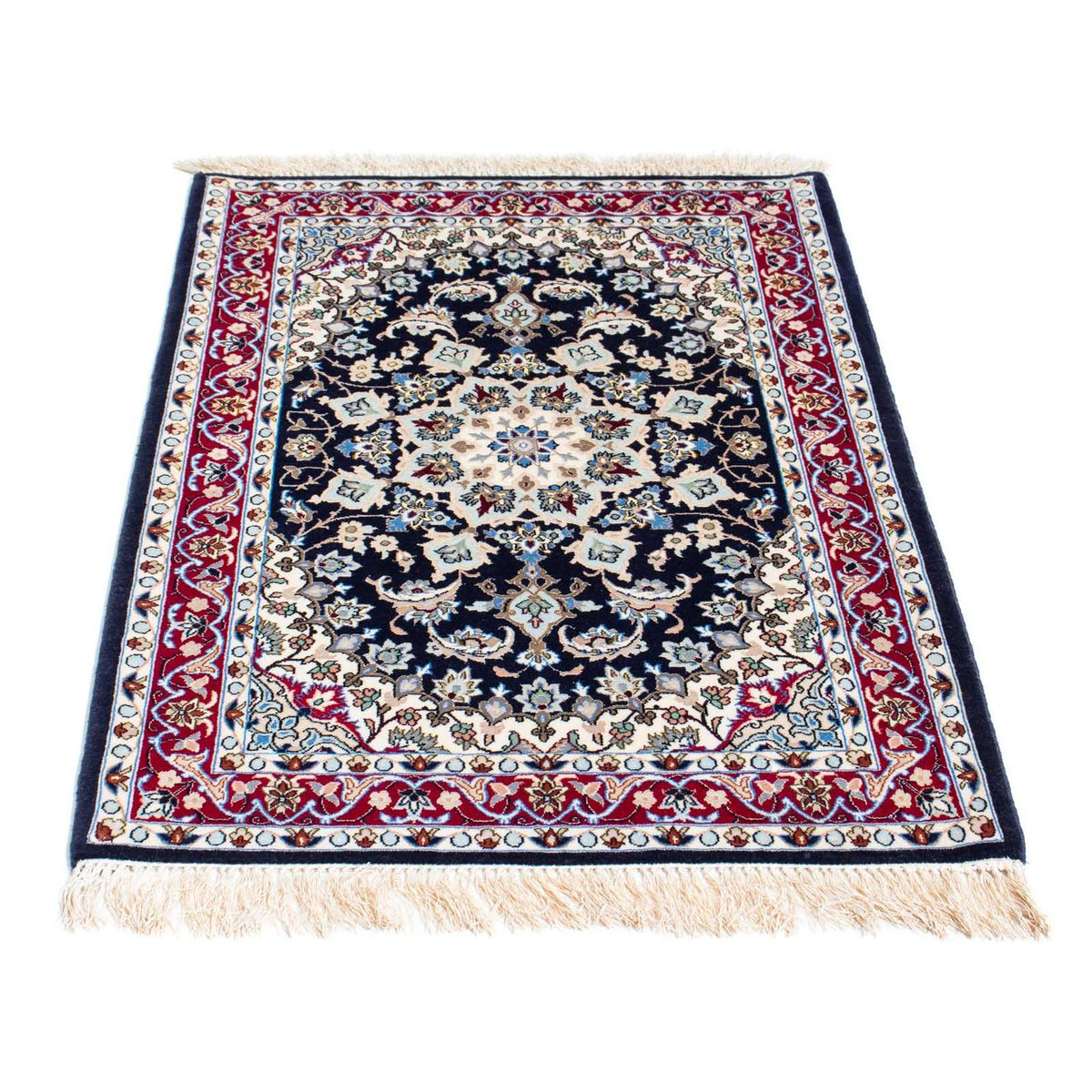 Dywan perski - Isfahan - Premium - 104 x 72 cm - ciemnoniebieski