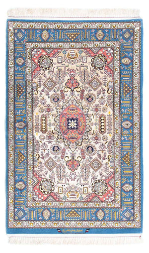 Dywan perski - Isfahan - Premium - 126 x 83 cm - jasnoniebieski