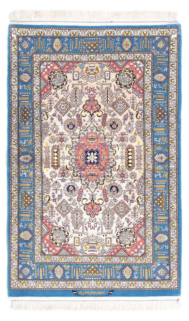 Dywan perski - Isfahan - Premium - 126 x 83 cm - jasnoniebieski