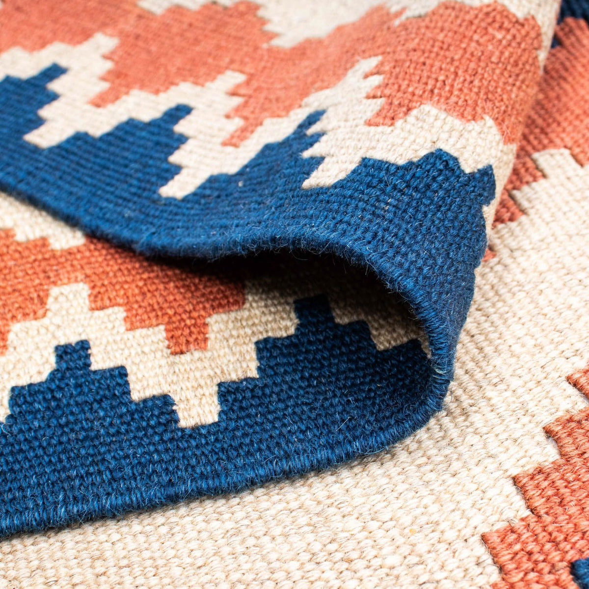 Dywan Kelim - Orientalny - 212 x 155 cm - niebieski