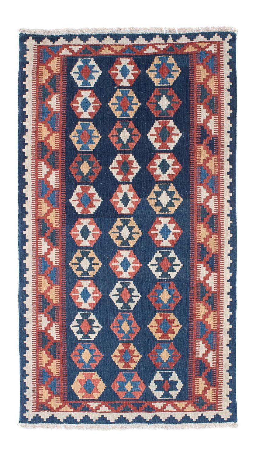 Biegacz Dywan Kelim - Orientalny - 186 x 104 cm - niebieski